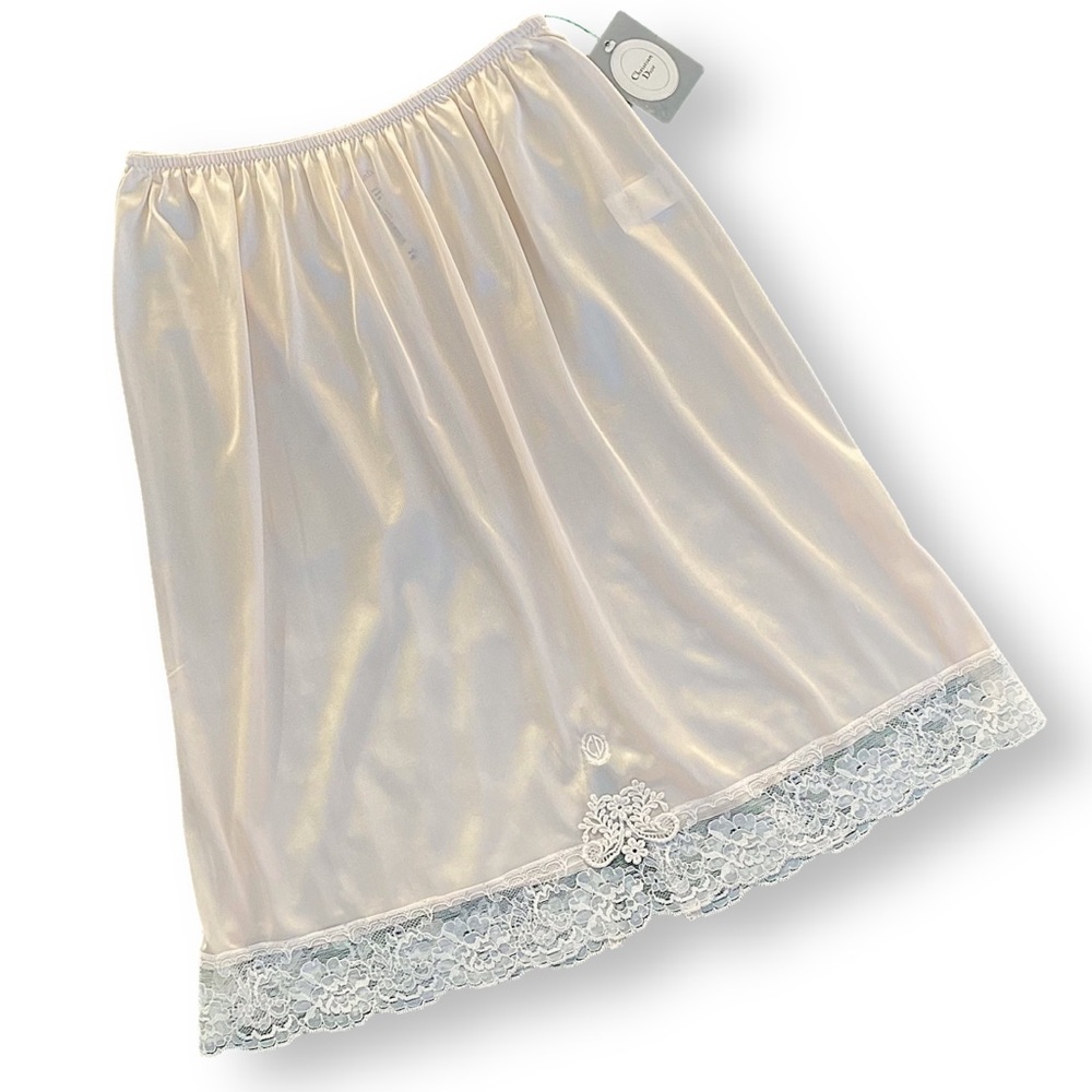 Vintage NWT Christian Dior Classic Half Slip with Lace Trim - Cream